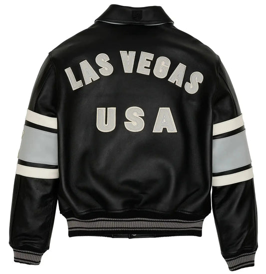 Men’s Avirex Limited Edition Las Vegas Black Leather Jacket