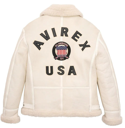 Avirex White Shearling Leather Jacket