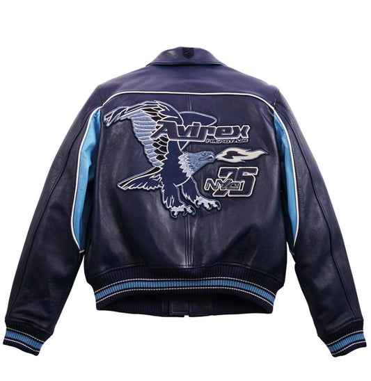 Avirex Nitro Run Blue Leather Jacket