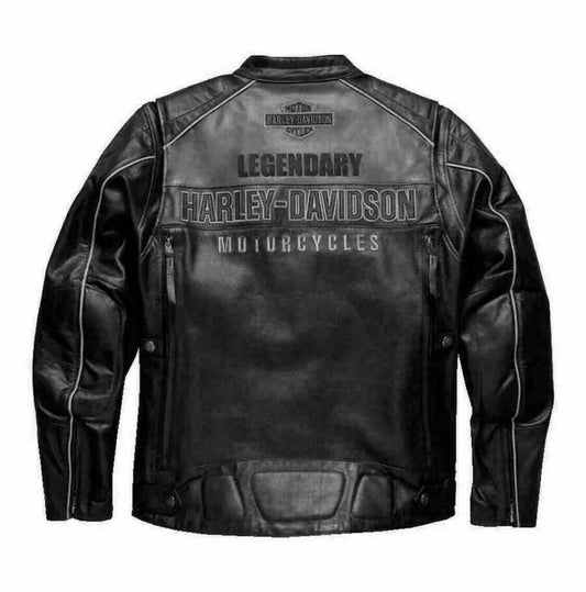 Motorbike Harley Davidson VOTARY Black Gray Leather Jacket for Men