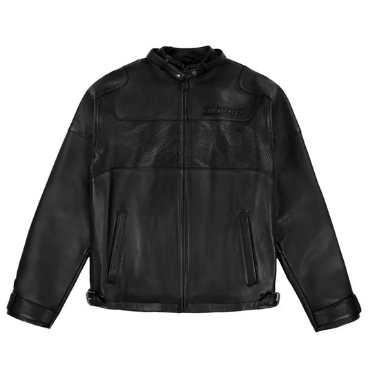 Men’s Avirex Black Out Leather Racing Biker Jacket