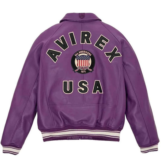 Men’s Avirex Icon Bomber Burgundy Leather Jacket