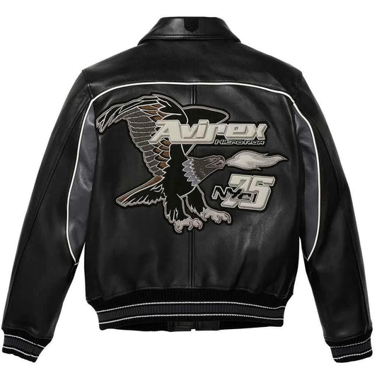 Avirex Nitro Run Jet Black Leather Jacket