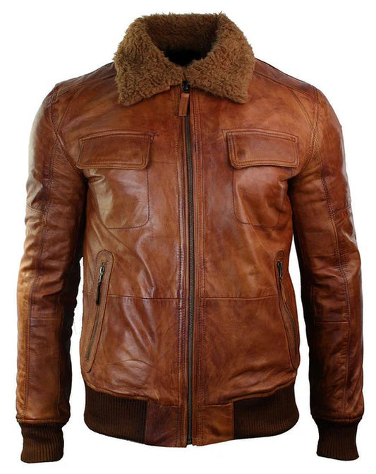 Men's Vintage Rust B3 Aviator Leather Bomber Jacket