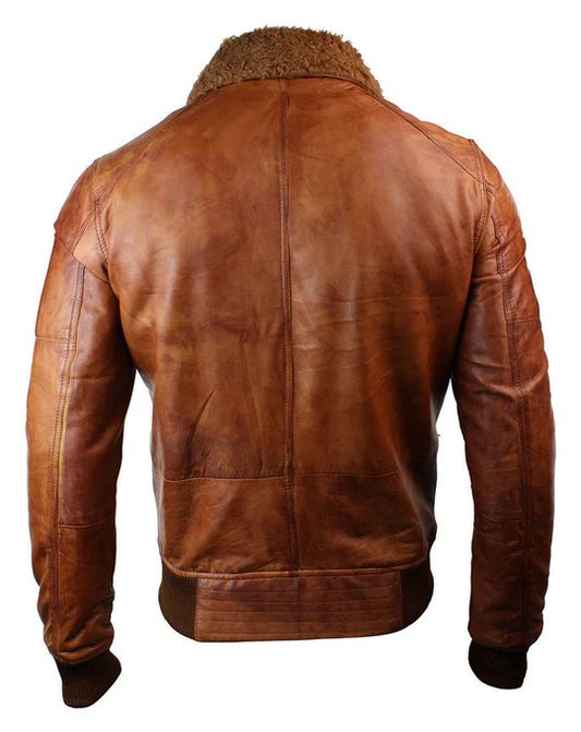 Men's Vintage Rust B3 Aviator Leather Bomber Jacket