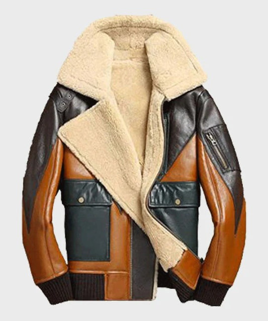 Men's Heritage Patchwork Shearling Bomber Jacket