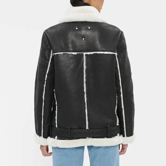 Women's Midnight Oversized Shearling Leather Jacket
