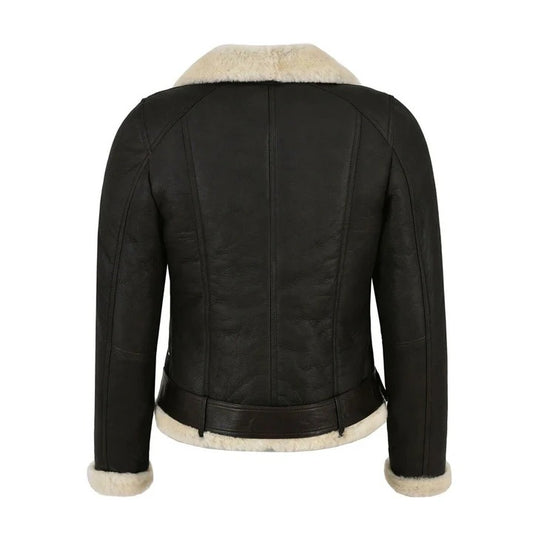 Women's Raven Shearling Biker Leather Jacket