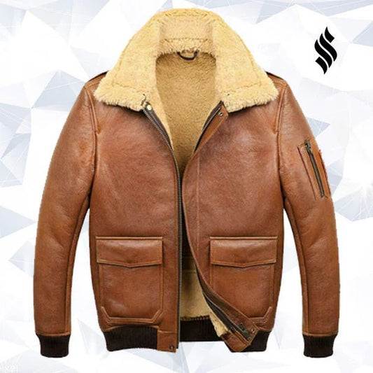 Men's Camel A2 Shearling Bomber Jacket