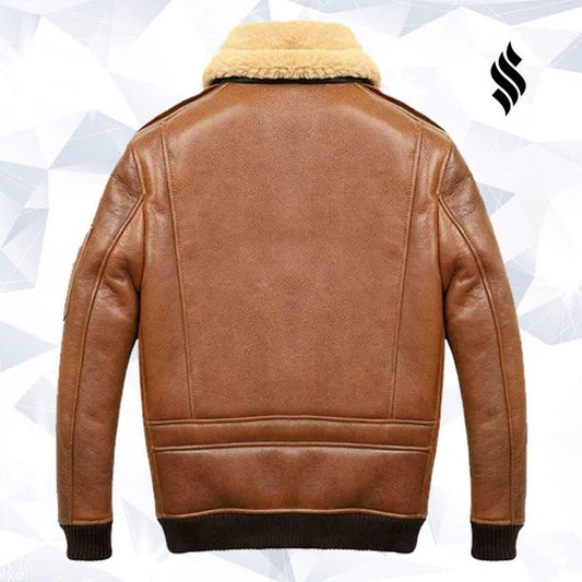 Men's Camel A2 Shearling Bomber Jacket