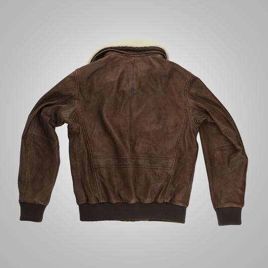Brown Waxed Leather Pilot Jacket for Men – Aviation Flight Design | Leather Elites