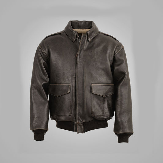 Men’s Vintage Flying Jacket – A2 Brown Lambskin Leather Pilot Style | Leather Elites