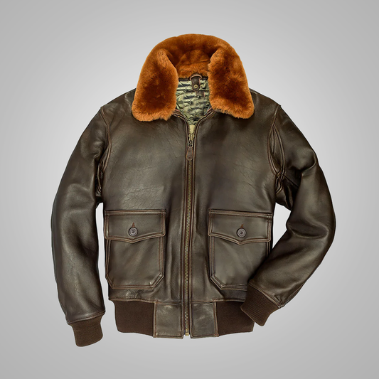 G-1 Flight Jacket for Men in Brown Lambskin Leather | Leather Elites
