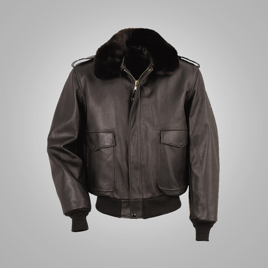 RAF Inspired Men’s A2 Flight Jacket in Brown Cowhide Leather | Leather Elites