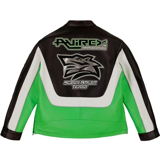 Men’s Avirex Lone Wolf Lime Green Leather Jacket