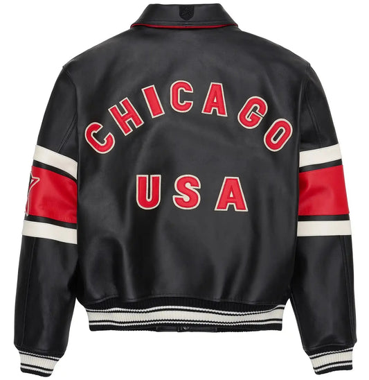 Men’s Avirex Limited Edition Chicago Black Leather Jacket