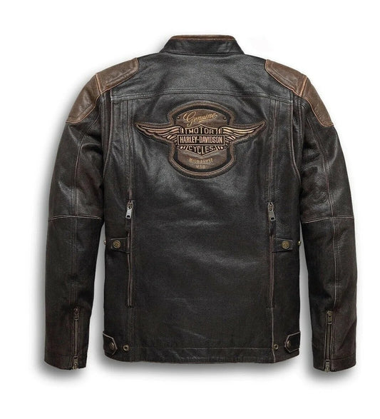 Men Harley Davidson Triple Vent Trostel System Motorcycle Vintage Leather Jacket