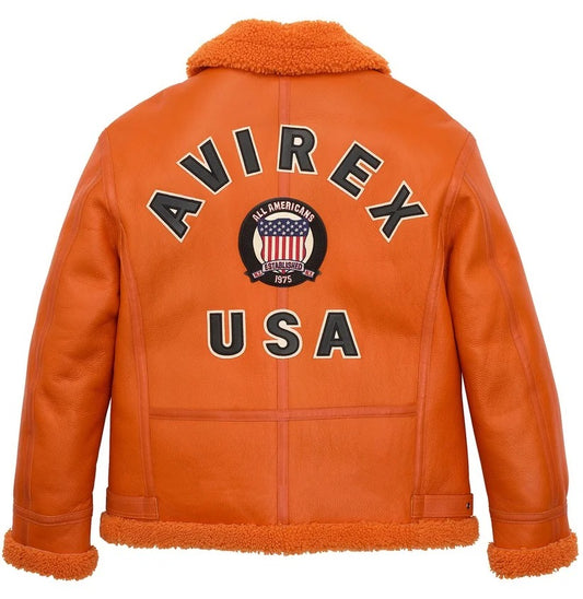 Buy the Authentic Avirex B3 Orange Shearling Jacket – Hot Winter Deal!