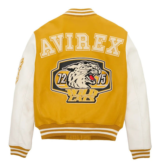 Avirex Yellow Wildcat Varsity Leather Jacket