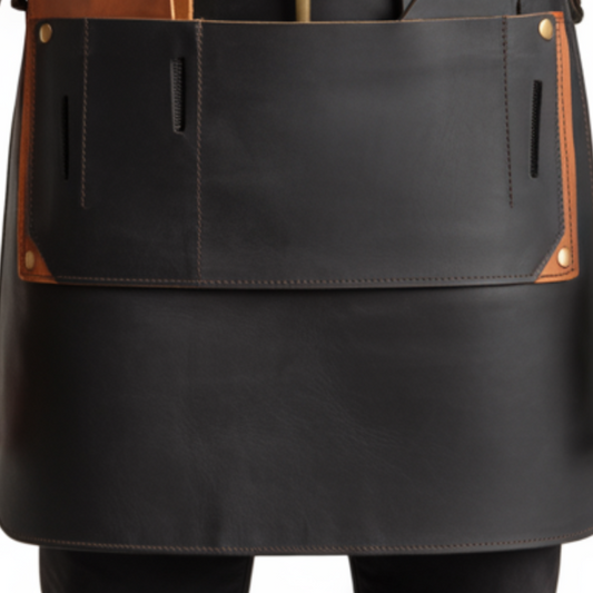 Black Edge Swipe Bold Barber Leather Apron