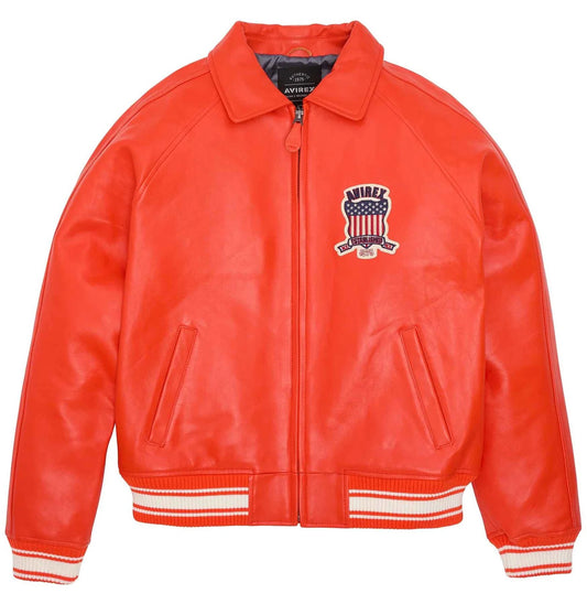 Men’s Avirex Icon Orange Leather Jacket