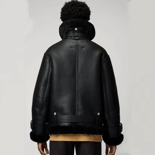 Women's Black B3 RAF Sheepskin Shearling Aviator Jacket