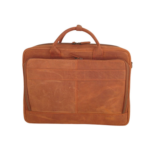 Light Brown Leather Laptop Bag 14", 15", 16" Mustard Cow Leather
