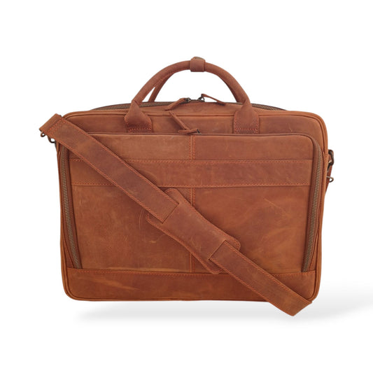 Light Brown Leather Laptop Bag 14", 15", 16" Mustard Cow Leather