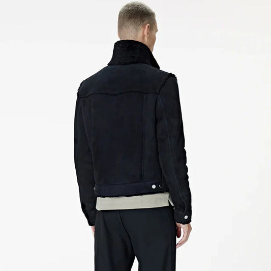 Men's Midnight Suede Shearling Trucker Jacket