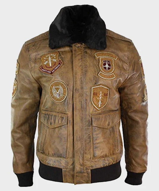 Men's Vintage Tan Aviator Bomber Jacket