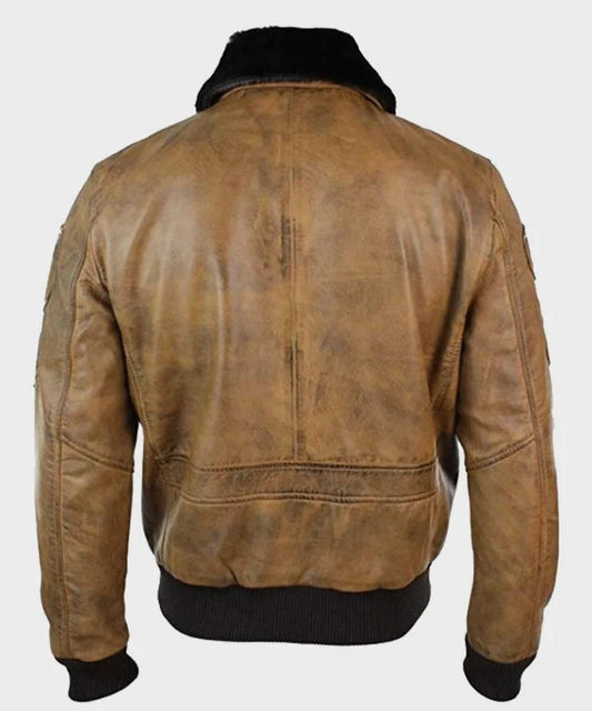 Men's Vintage Tan Aviator Bomber Jacket