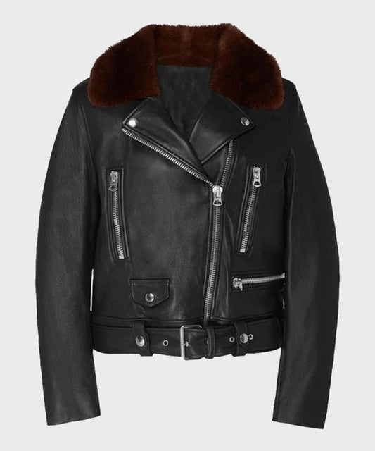 Women's Midnight Shearling Moto Leather Jacket