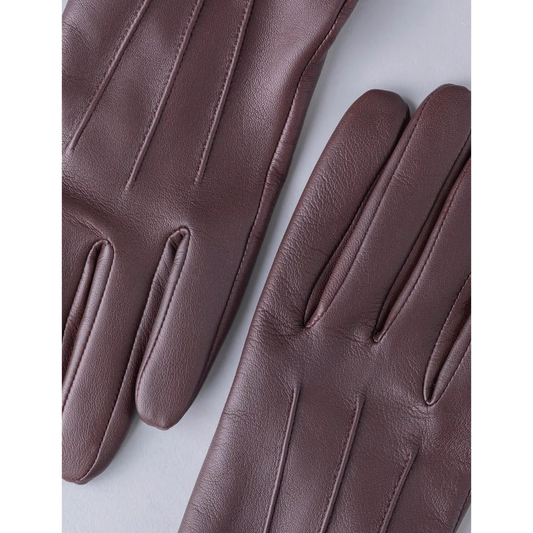 New Women Lambskin Leather Brown Gloves With Fleece Lining