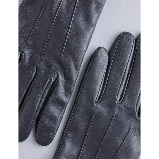 New Women American deerskin Black leather gloves with Fleece lining