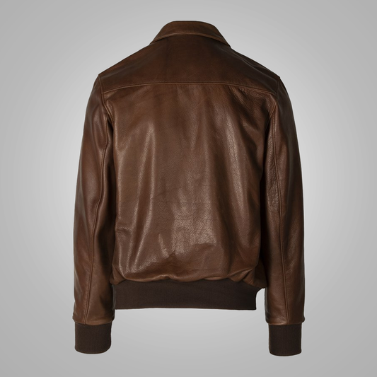 A-2 Brown Lambskin Aviation Jacket for Men – Leather Flight Style