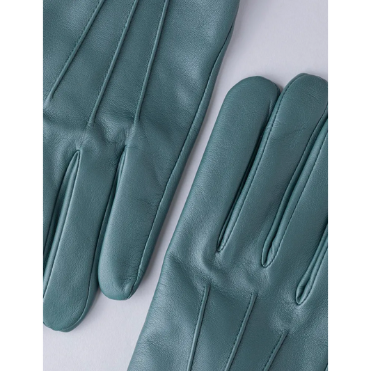 Women Sheepskin Leather Gloves in Serpentine Green Colour