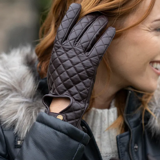 New Women Berry Lambskin Genuine Leather Driving Gloves