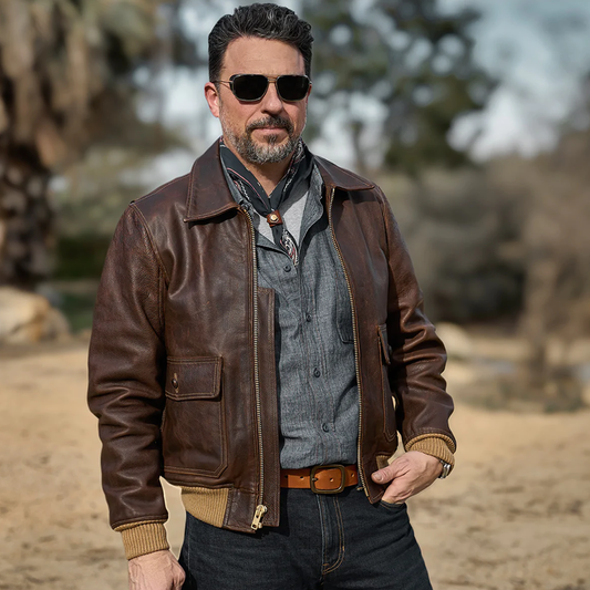 RAF Inspired Men’s Flying Cowhide Motorcycle Jacket – Brown Leather | Leather Elites