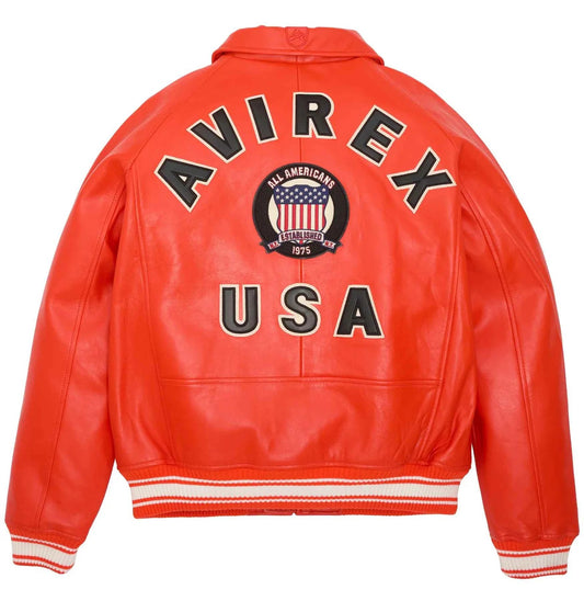 Men’s Avirex Icon Orange Leather Jacket