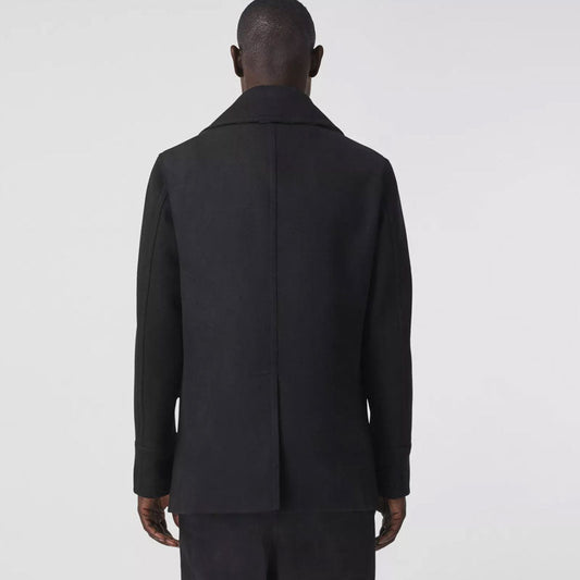 Black Italian Wool-Blend Fleece Peacoat for Men – Leather Elites