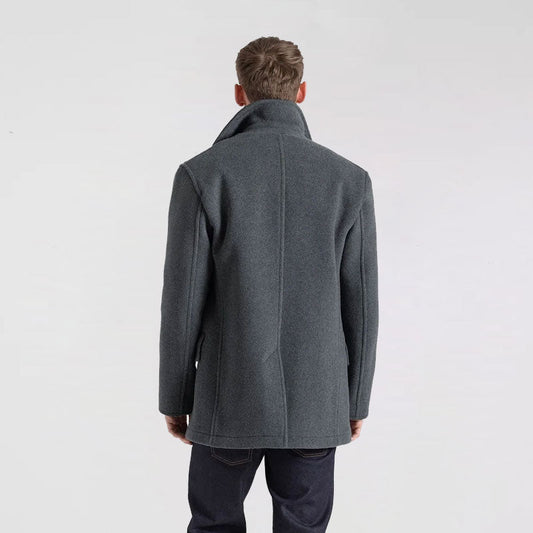 Men Grey Peacoat – Wool Signature Edition | Leather Elites