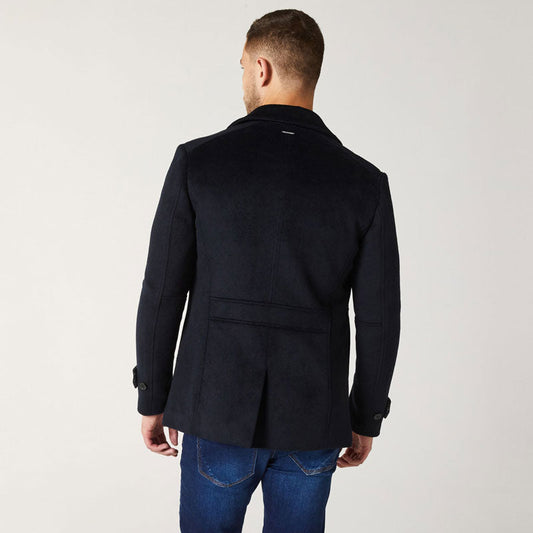 Men Dark Navy Peacoat – Wool-Blend Naval Edition | Leather Elites