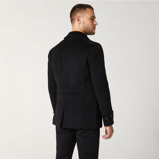 Men Royal Navy Peacoat in Black Wool – Leather Elites