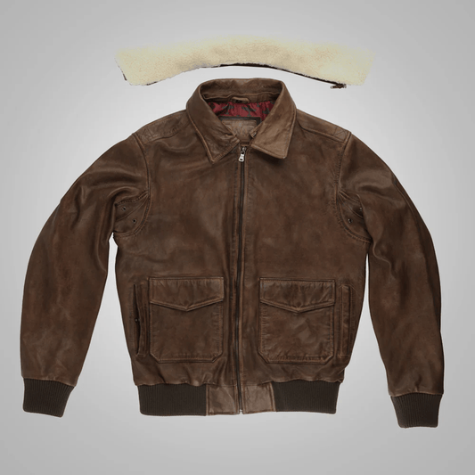 Men's Brown Waxed Leather Pilot Jacket
