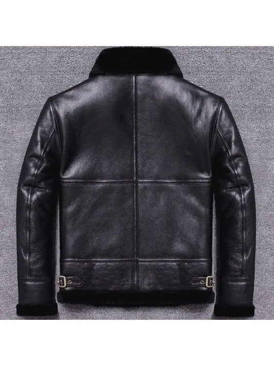 Men's Arctic Black Sheepskin Winter Fur Jacket