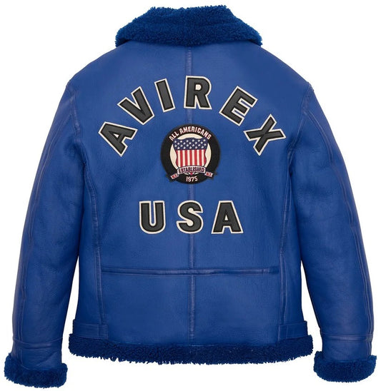 Avirex B3 Mazarine Blue Shearling Leather Jacket – Authentic & Premium!
