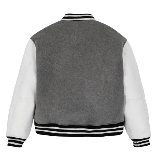 Men’s Avirex Wool Heather Grey Leather Varisty Jacket