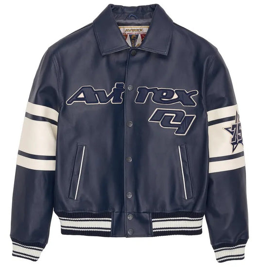 Men’s Avirex Limited Edition Bronx Varisty Blue Leather Jacket