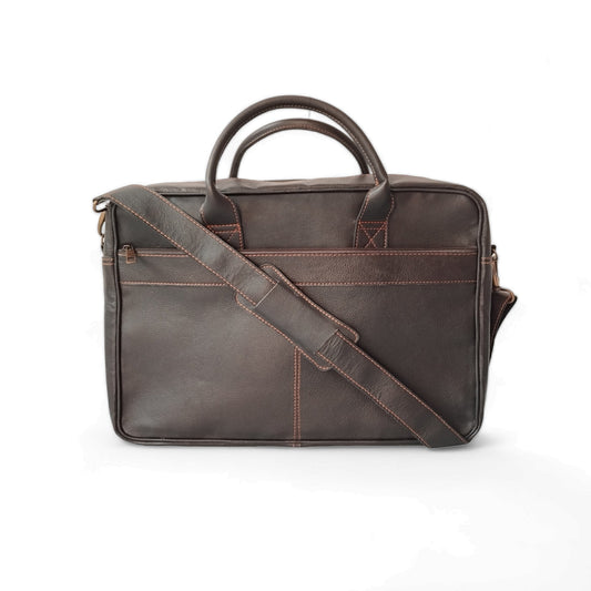 Coffee Brown Goat Leather Laptop Bag messenger  15″ Work Briefcas