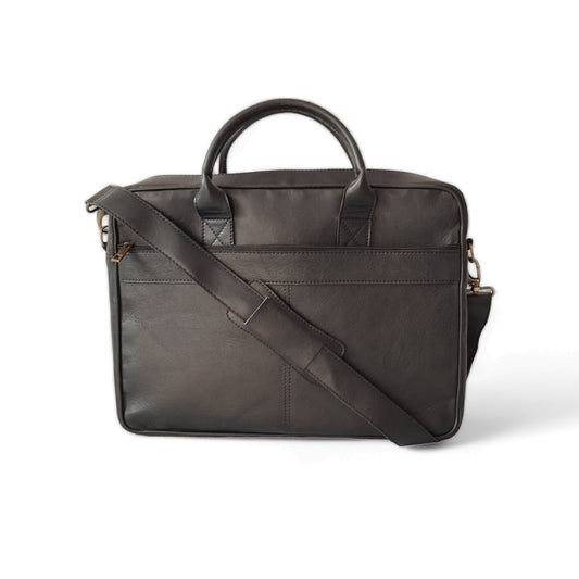 Black Leather Laptop Bag for Men 15" Messenger Work Bag
